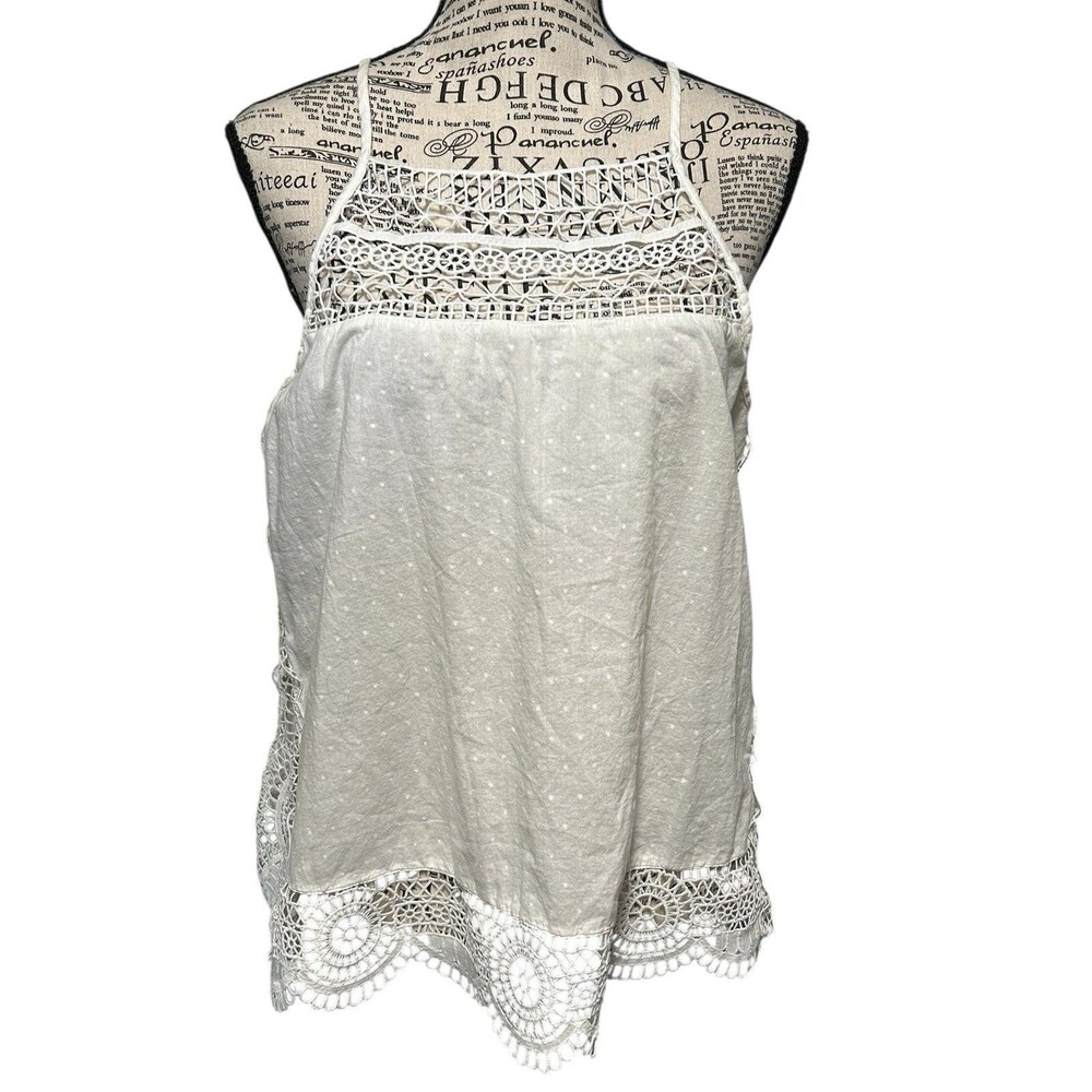 Gap Optic White Crochet Tank Top Women's Medium Cottagecore Fairy Whimsical